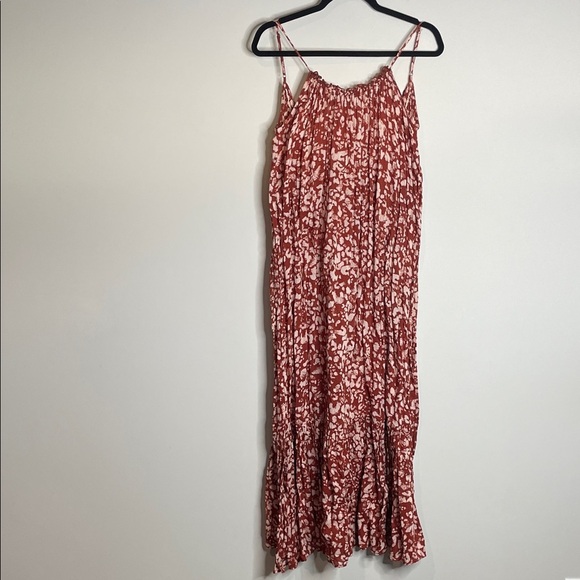 Anthropologie | Flounced Maxi Lounge Dress Low Back Red Size XS - Picture 2 of 5